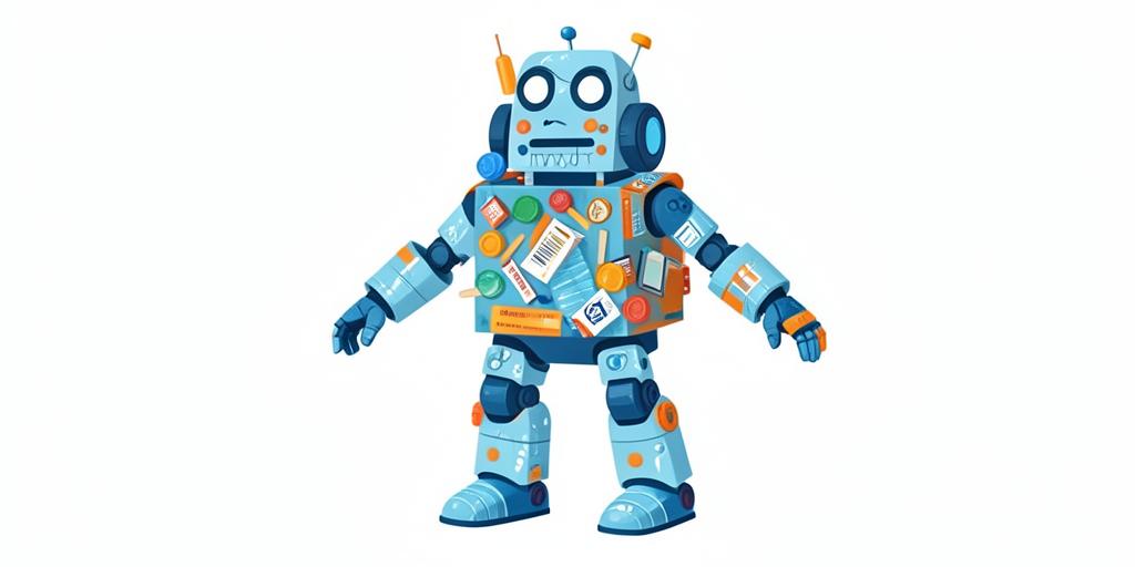 Robô construído com materiais reciclados